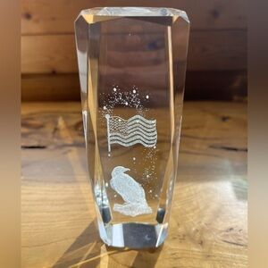 3D Hologram American Flag Paperweight Laser Etched Crystal Glass Rectangle 6"x2"